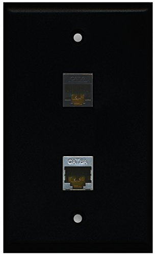 RiteAV - Black 1 Port Cat6 Ethernet Black 1 Port Cat6a Wall Plate