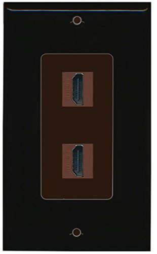 RiteAV HDMI 2.0 Keystone Decorative Wall Plate - Black/Brown 2 Port