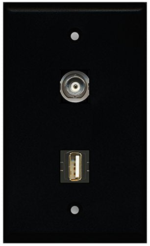 RiteAV - Black 1 Port USB A-A 1 Port BNC Wall Plate
