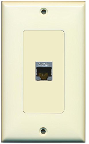 RiteAV CAT 6A 1 Port Shielded Cat6a Wall Plate 1 Gang Decorative - Light Almond