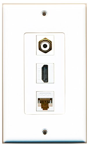 RiteAV - 1 Port HDMI and 1 Port RCA White and 1 Port Cat6 Ethernet White Decorative Wall Plate