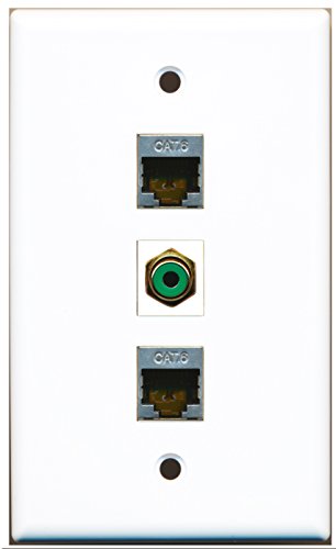 RiteAV - 1 Port RCA Green 2 Port Shielded Cat6 Ethernet Wall Plate
