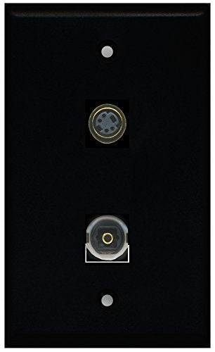 RiteAV - Black 1 Port S-Video 1 Port Toslink Wall Plate