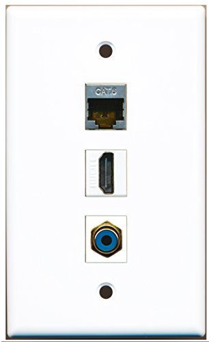 RiteAV - 1 Port HDMI 1 RCA Blue 1 Shielded Cat6 Ethernet Wall Plate