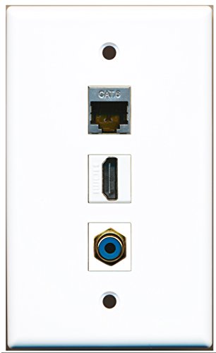 RiteAV - 1 Port HDMI 1 RCA Blue 1 Shielded Cat6 Ethernet Wall Plate