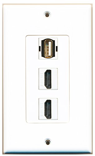 RiteAV - 2 Port HDMI 1 USB A-A Wall Plate Decorative