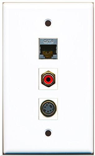 RiteAV - 1 Port RCA Red and 1 Port S-Video and 1 Port Shielded Cat6 Ethernet Wall Plate