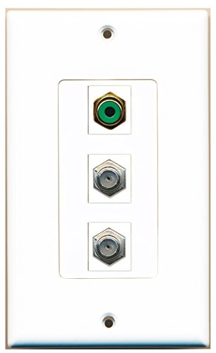 RiteAV - 1 Port RCA Green 2 Port Coax Cable TV- F-Type Decorative Wall Plate Decorative