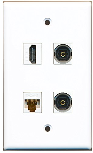 RiteAV - 1 Port HDMI 2 Port Toslink 1 Port Cat6 Ethernet White Wall Plate