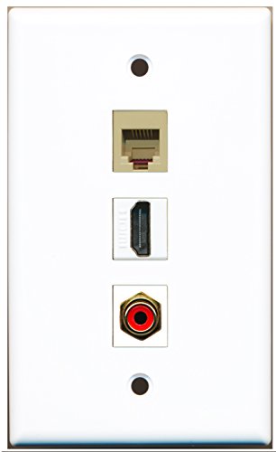 RiteAV - 1 Port HDMI 1 RCA Red 1 Phone RJ11 RJ12 Beige Wall Plate