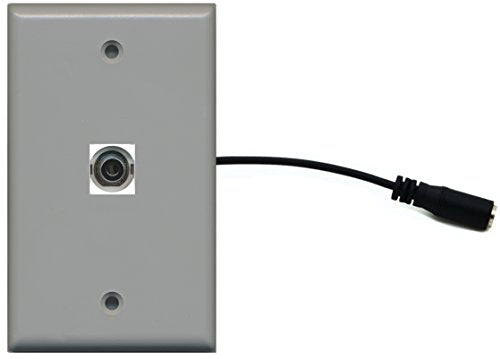 RiteAV (1 Gang Flat) 3.5mm Wall Plate w/ Pigtail Extension Cable Gray
