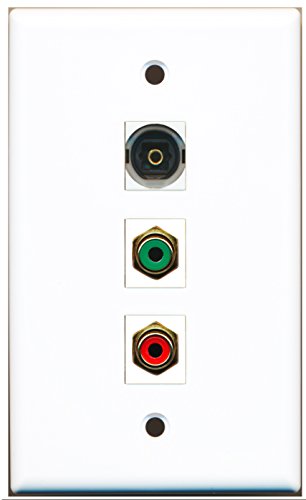RiteAV - 1 Port RCA Red and 1 Port RCA Green and 1 Port Toslink Wall Plate