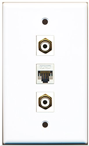 RiteAV - 2 Port RCA White 1 Cat5e Ethernet White Wall Plate