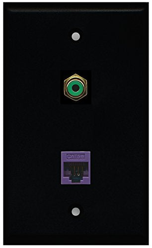 RiteAV - Black 1 Port RCA Green 1 Port Cat5e Ethernet Purple Wall Plate