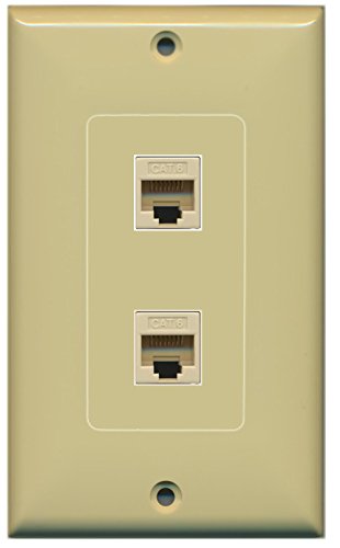 RiteAV (1 Gang Decorative) 2 Cat6 Ivory Wall Plate Ivory