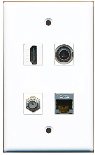 RiteAV - 1 Port HDMI 1 Port Coax Cable TV- F-Type 1 Port Shielded Cat6 Ethernet 1 Port 3.5mm Wall Plate