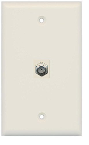 RiteAV Coax Cable TV Wall Plate 1 Gang Flat - Light Almond
