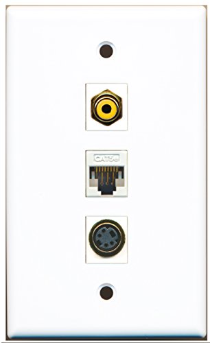 RiteAV - 1 Port RCA Yellow and 1 Port S-Video and 1 Port Cat5e Ethernet White Wall Plate