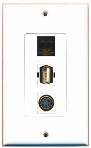 RiteAV - 1 Port USB A-A and 1 Port S-Video and 1 Port Cat6 Ethernet Black Decorative Wall Plate Decorative