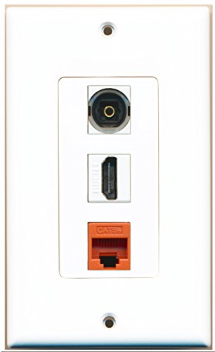 RiteAV - 1 Port HDMI 1 Toslink 1 Cat5e Ethernet Orange Wall Plate Decorative