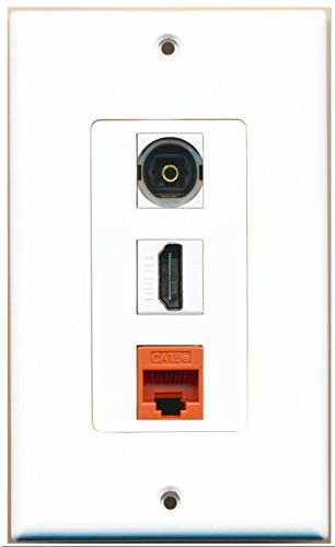 RiteAV - 1 Port HDMI 1 Toslink 1 Cat5e Ethernet Orange Wall Plate Decorative