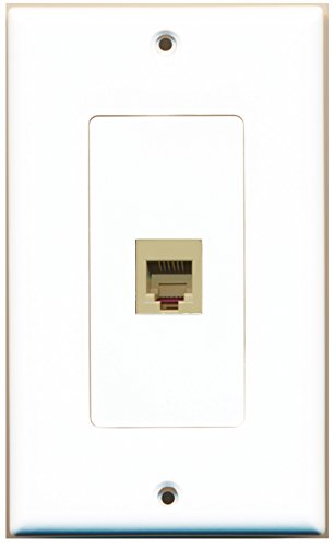 RiteAV - 1 Port Phone RJ11 RJ12 Beige Wall Plate Decorative White - Bracket Included