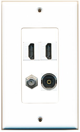 RiteAV - 2 Port HDMI 1 Port Coax Cable TV- F-Type 1 Port Toslink Wall Plate Decorative