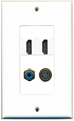 RiteAV - 2 Port HDMI 1 Port RCA Blue 1 Port S-Video Wall Plate Decorative