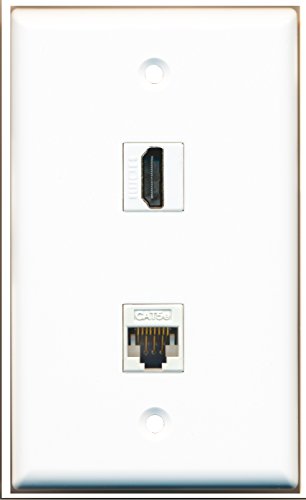 RiteAV - 1 HDMI and 1 Cat5e White Ethernet Port Keystone Wall Plate - Bracket Included