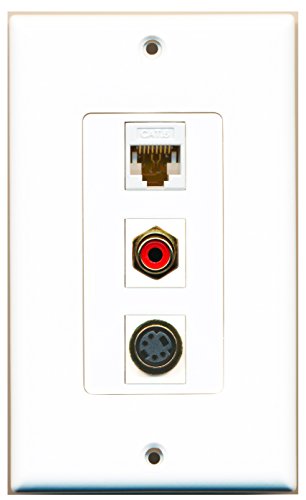 RiteAV - 1 Port RCA Red and 1 Port S-Video and 1 Port Cat6 Ethernet White Decorative Wall Plate Decorative