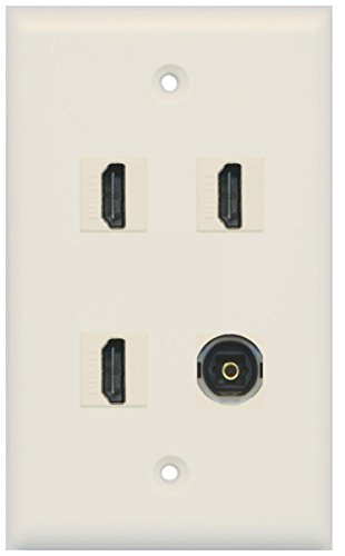 RiteAV - 3 x HDMI and 1 x Toslink Digital Audio Port Wall Plate - Light Almond