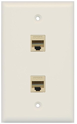 RiteAV - 2 Port Cat6 Female-Female Wall Plate - Light Almond