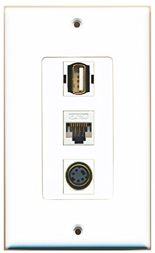 RiteAV - 1 Port USB A-A and 1 Port S-Video and 1 Port Cat5e Ethernet White Decorative Wall Plate