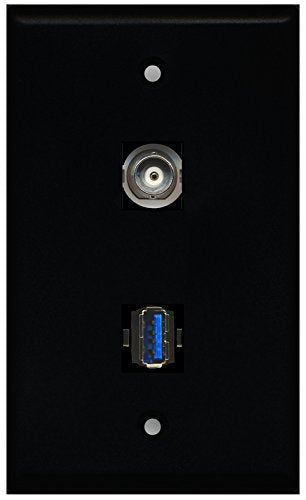 RiteAV - Black 1 Port BNC 1 Port USB 3.0 Wall Plate