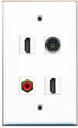 RiteAV - 2 Port HDMI 1 Port RCA Red 1 Port Toslink Wall Plate