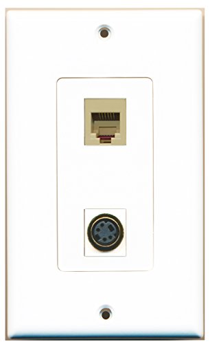 RiteAV - 1 Port Phone RJ11 RJ12 Beige 1 Port S-Video Decorative Type Wall Plate - Bracket Included
