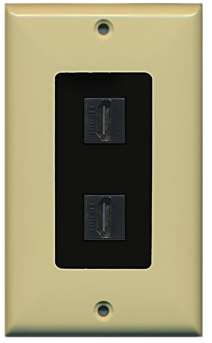 RiteAV HDMI 2.0 Keystone Decorative Wall Plate - Ivory/Black 2 Port