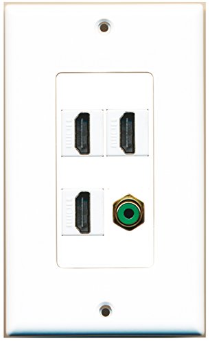 RiteAV - 3 Port HDMI 1 Port RCA Green Wall Plate Decorative