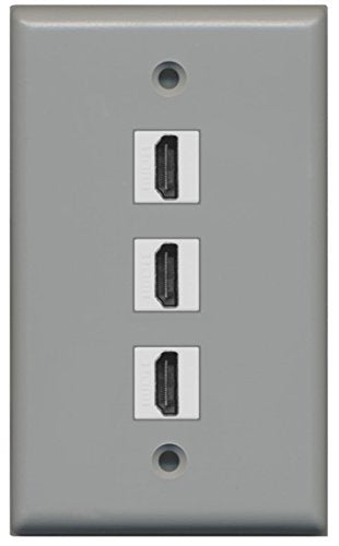 RiteAV - 3 Port HDMI Wall Plate - Gray