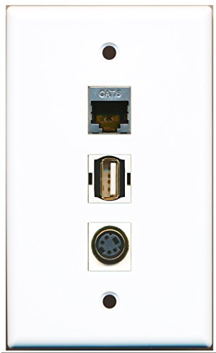 RiteAV - 1 Port USB A-A and 1 Port S-Video and 1 Port Shielded Cat6 Ethernet Wall Plate