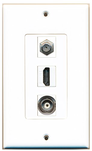 RiteAV - 1 Port HDMI and 1 Port Coax Cable TV- F-Type and 1 Port BNC Decorative Wall Plate