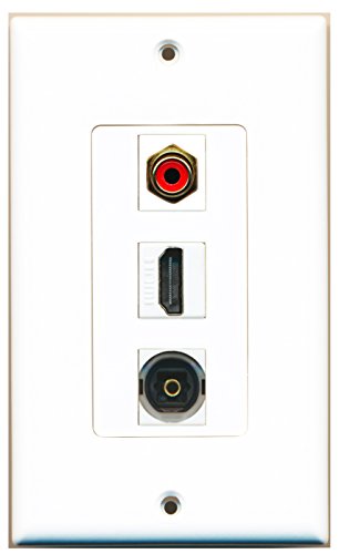 RiteAV - 1 Port HDMI and 1 Port RCA Red and 1 Port Toslink Decorative Wall Plate