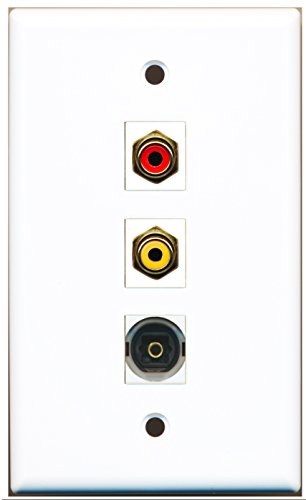 RiteAV - 1 Port RCA Red and 1 Port RCA Yellow and 1 Port Toslink Wall Plate