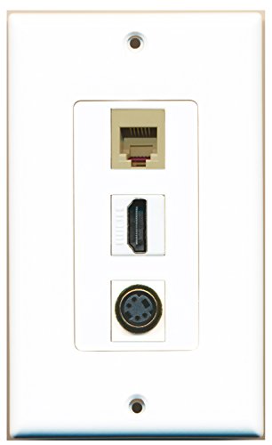 RiteAV - 1 Port HDMI and 1 Port Phone RJ11 RJ12 Beige and 1 Port S-Video Decorative Wall Plate