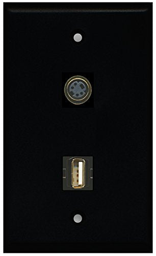 RiteAV - Black 1 Port USB A-A 1 Port S-Video Wall Plate
