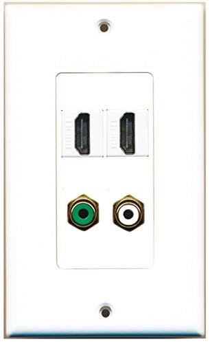 RiteAV - 2 Port HDMI 1 Port RCA White 1 Port RCA Green Wall Plate Decorative