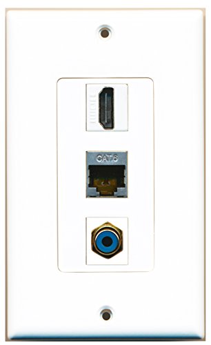 RiteAV - 1 Port HDMI and 1 Port RCA Blue and 1 Port Shielded Cat6 Ethernet Decorative Wall Plate Decorative