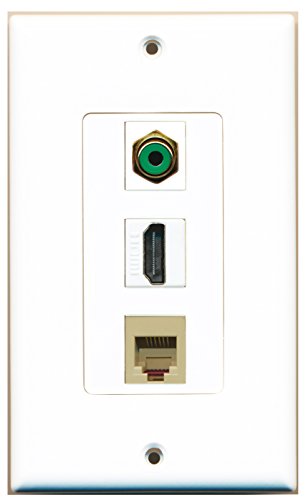 RiteAV - 1 Port HDMI and 1 Port RCA Green and 1 Port Phone RJ11 RJ12 Beige Decorative Wall Plate