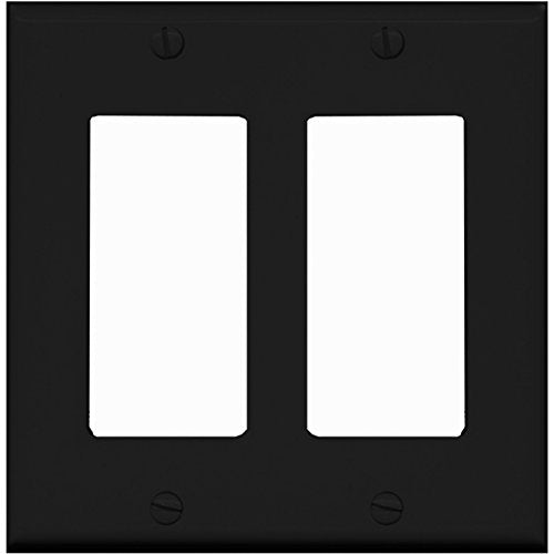 RiteAV Blank Wall Plate for Keystone Jacks - Black 2 Gang Decorative