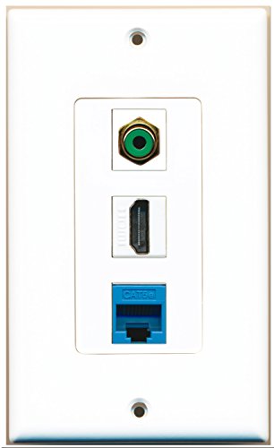 RiteAV - 1 Port HDMI 1 RCA Green 1 Cat5e Ethernet Blue Wall Plate Decorative